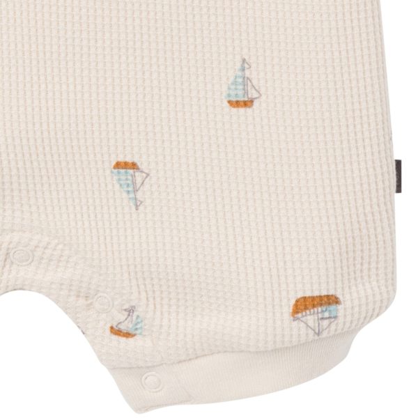 Baby Boys Beige Sailboat Sleeveless Romper