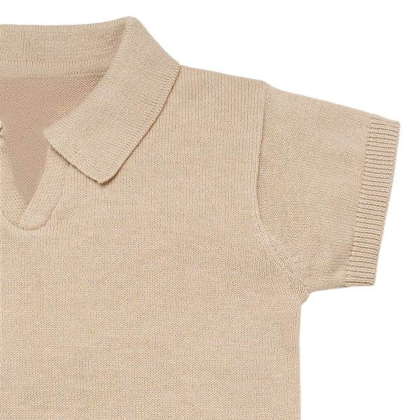 2-Piece Baby Boys Light Tan Johnny Collar Sweater Knit Set