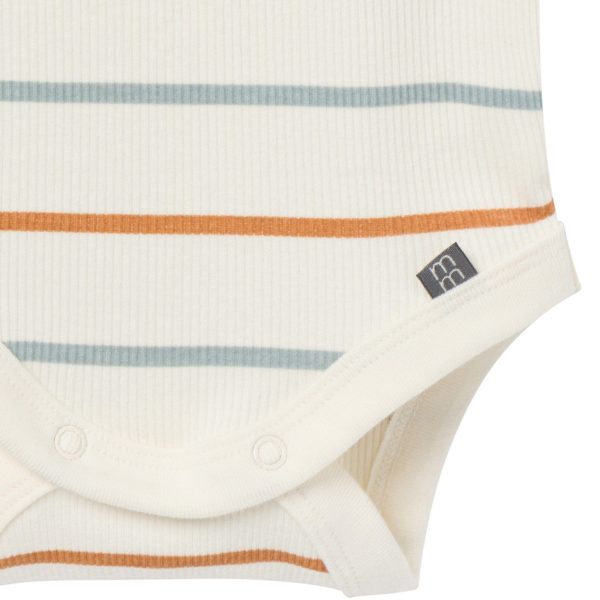 4-Piece Baby Boys Ivory Stripe Short Sleeve Bodysuits and Shorts Set