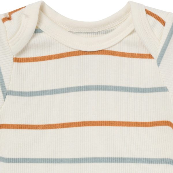 4-Piece Baby Boys Ivory Stripe Short Sleeve Bodysuits and Shorts Set