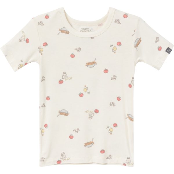 4-Piece Infant & Toddler Neutral Pasta Dinner Snug Fitting Pajamas
