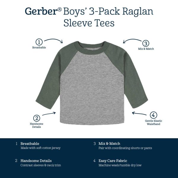 3-Pack Baby & Toddler Boys Color Me Camo Long Sleeve Baseball Tees