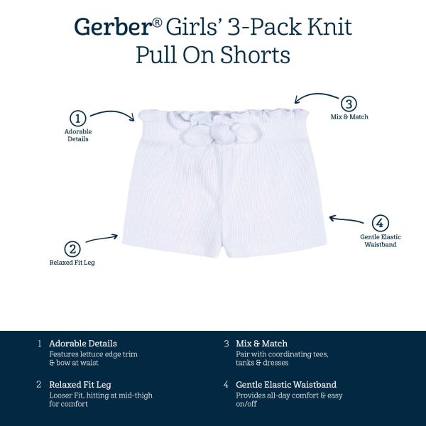 3-Pack Baby & Toddler Girls Picnic Day Dreams Pull-On Knit Shorts