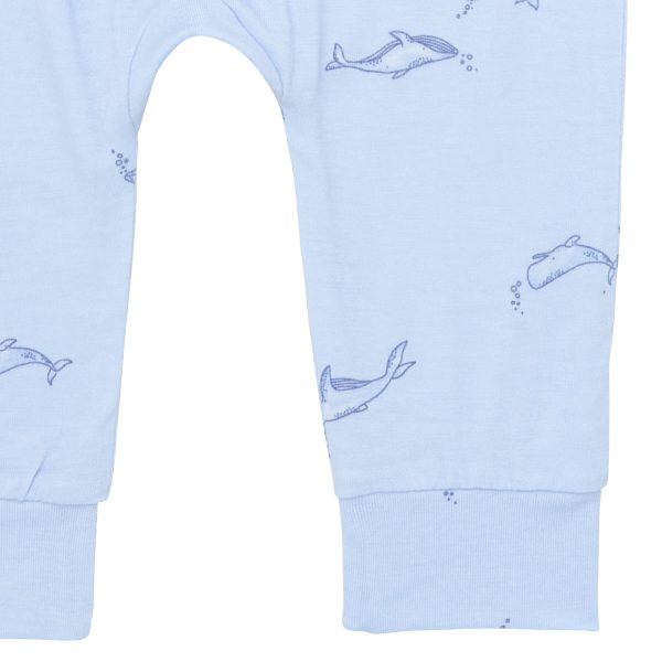 4-Piece Baby Boys Light Blue Whale Bodysuits and Pants Set