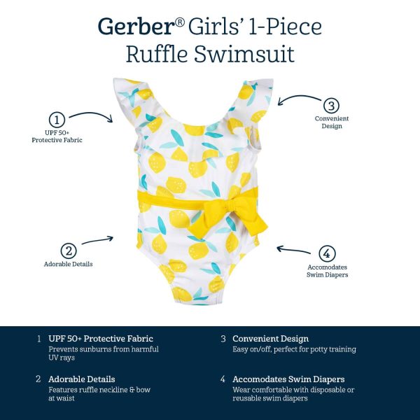 Baby & Toddler Girls UPF 50+ Lemon Squeeze One-Piece Swimsuit With Ruffle