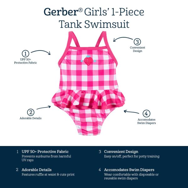 Baby & Toddler Girls UPF 50+ Strawberry Gingham One-Piece Swimsuit