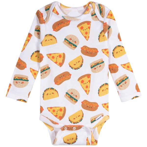 6-Pack Baby Boys Food Long Sleeve Onesies? Bodysuits