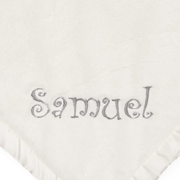 Embroidered Neutral Ivory Plush Blanket