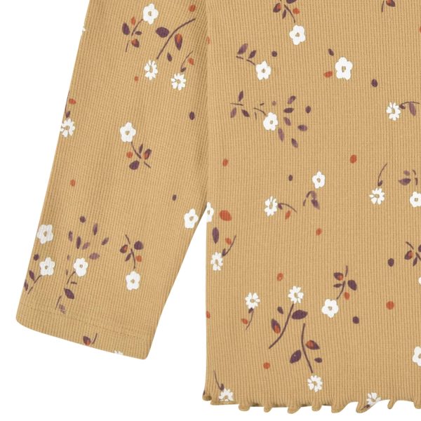 2-Pack Infant & Toddler Girls Mustard Floral Double Ruffle Tops