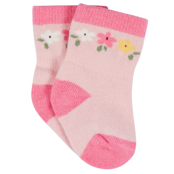 12-Pack Baby & Toddler Girls Floral Fox Jersey Crew Wiggle Proof? Socks