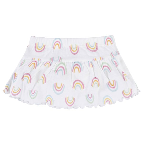 4-Piece Baby Girls Dots Of Rainbows Onesies? Bodysuit, Tee, Skort & Pant Set