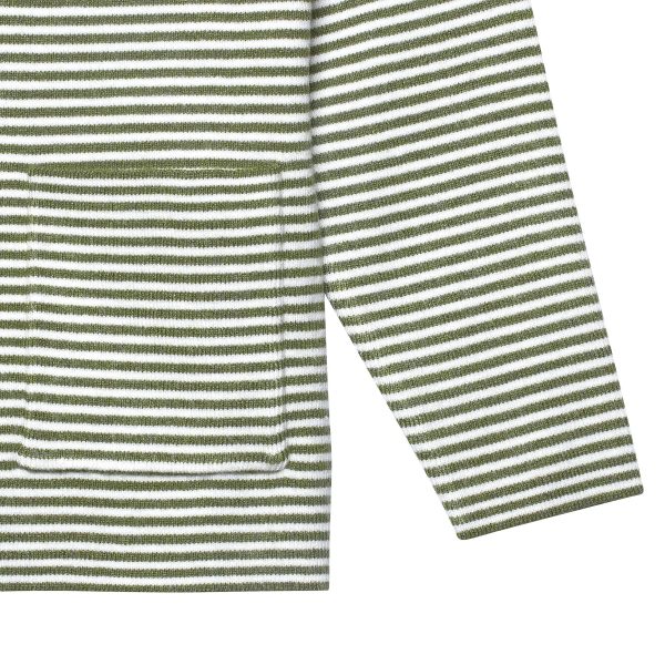Infant & Toddler Boys Green Striped Sweater with Pocket