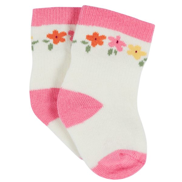 12-Pack Baby & Toddler Girls Floral Fox Jersey Crew Wiggle Proof? Socks