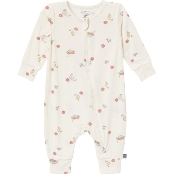 2-Pack Baby Neutral Pasta Dinner Zip Front Rompers