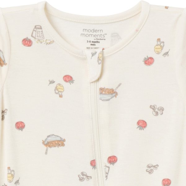 2-Pack Baby Neutral Pasta Dinner Zip Front Rompers