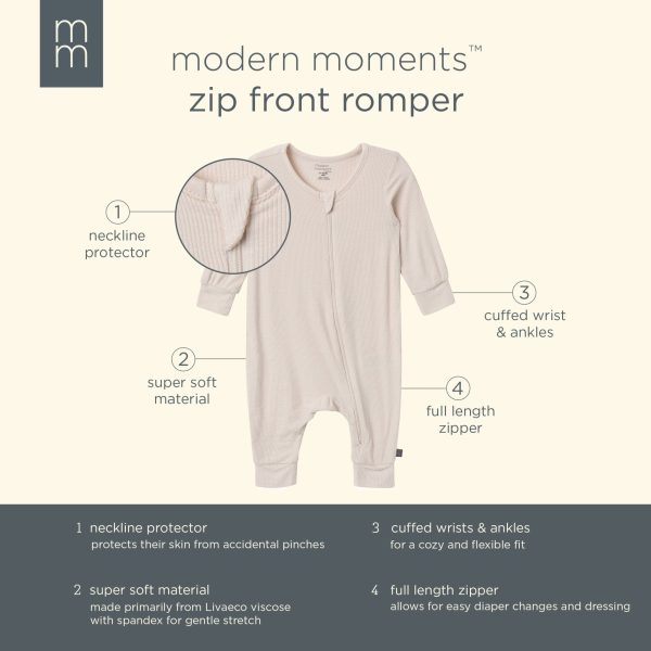2-Pack Baby Neutral Pasta Dinner Zip Front Rompers
