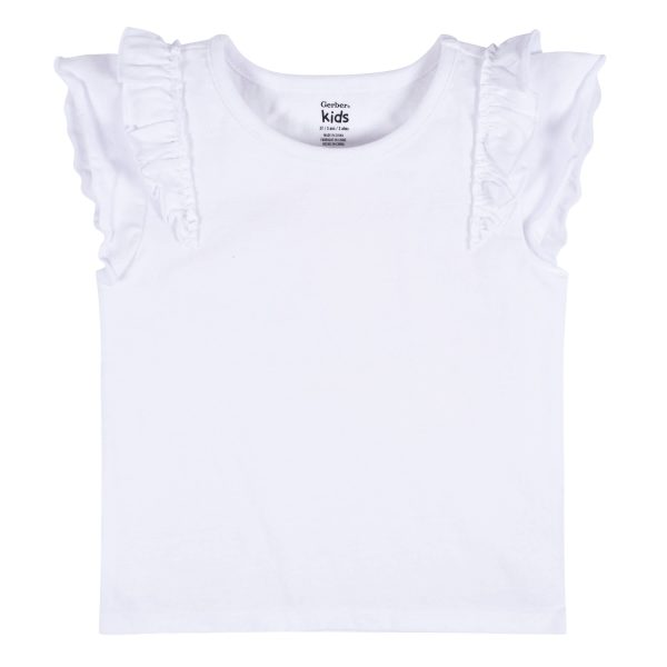 2-Pack Infant & Toddler Girls Pink & White Double Ruffle Tops