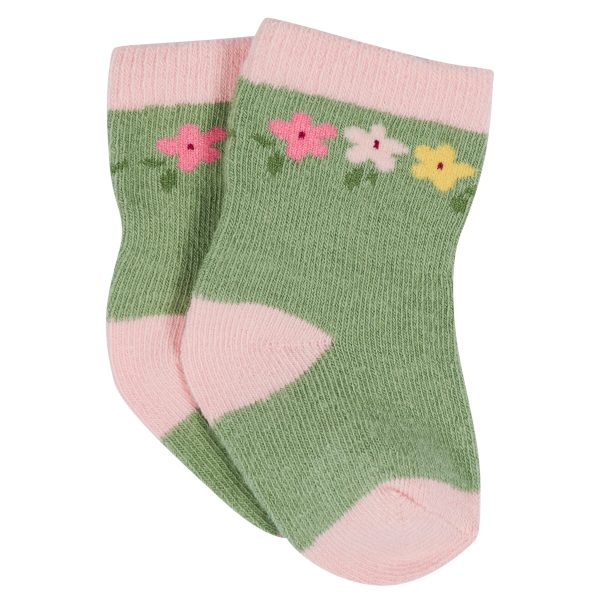 12-Pack Baby & Toddler Girls Floral Fox Jersey Crew Wiggle Proof? Socks